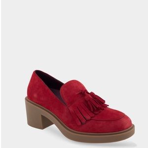 Red Suede loafers Aersoles Size 9.5